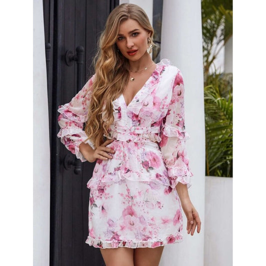 Esther Floral Ruffle Mini Dress