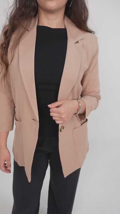 Matilda Buttoned Linen Blazer