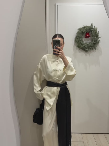 Mira Tassel Satin Scarf