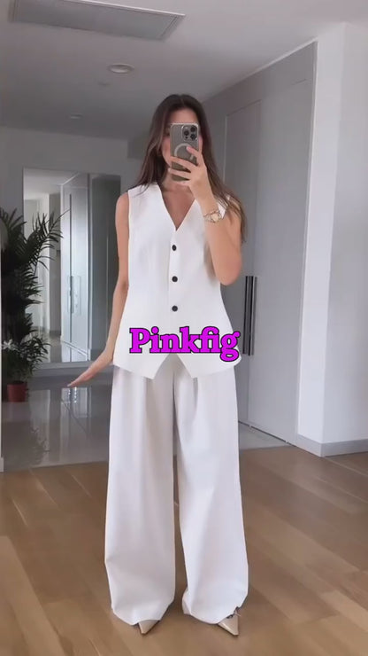 Larissa Vest and Wide Leg Pants Set