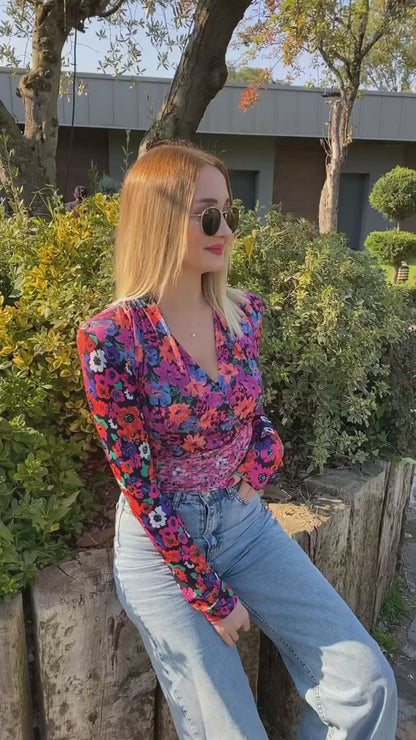 Norma Floral Print Crop Blouse
