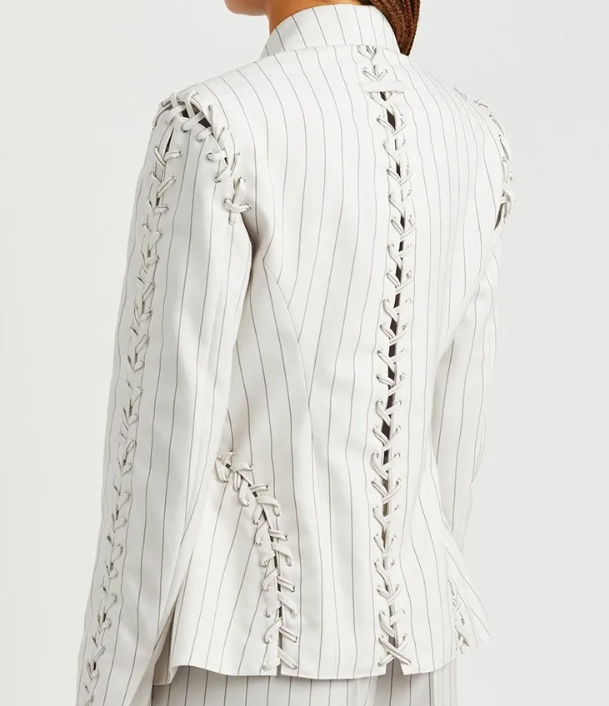 Cresilda Lace-up Striped Blazer