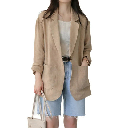 Matilda Buttoned Linen Blazer