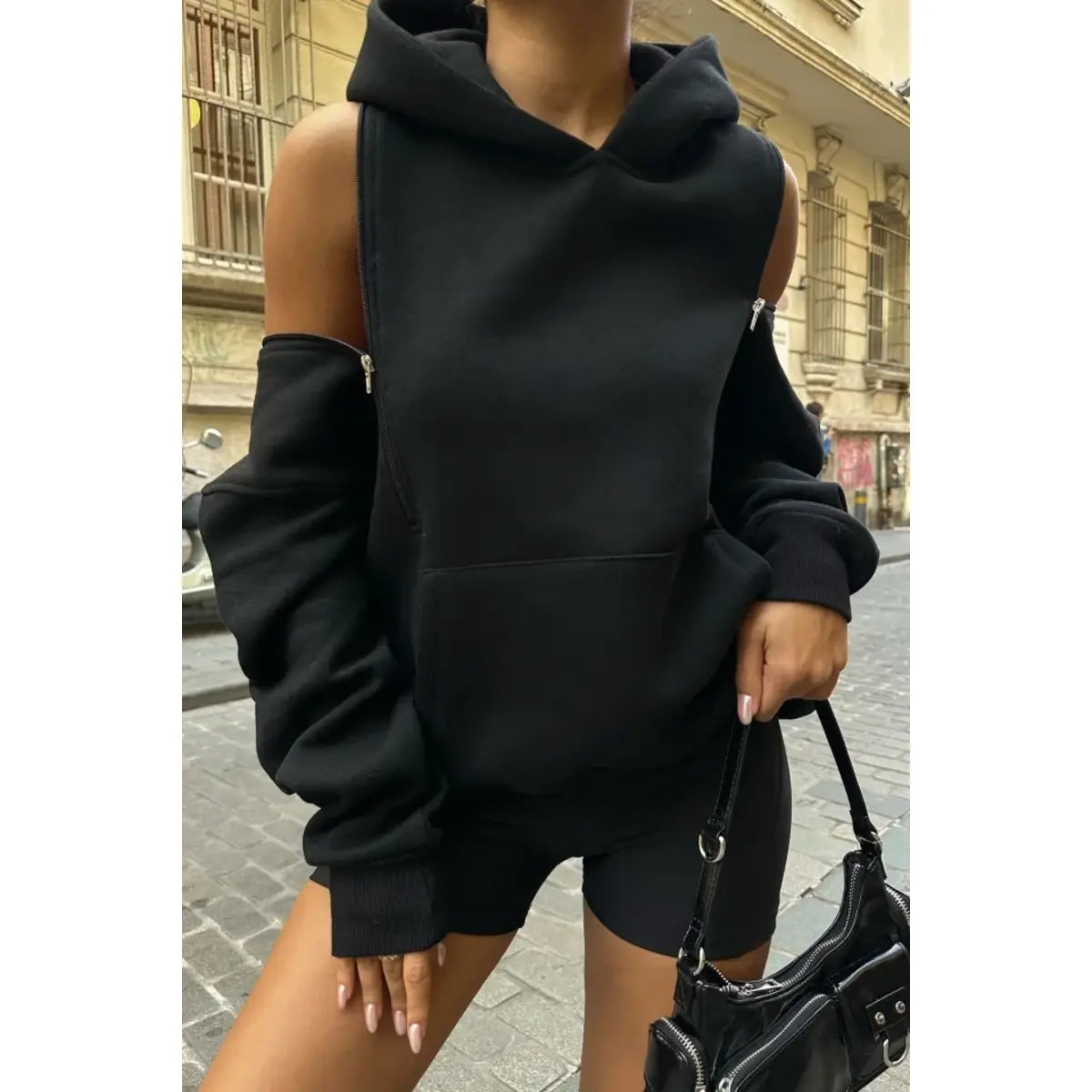 Odelia Oversized Hooded Zipper Sweater