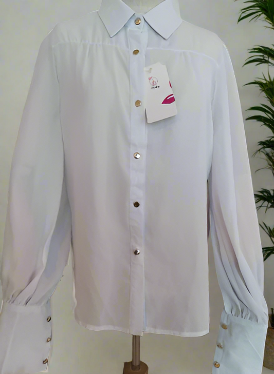 Silver Button White Long Sleeve