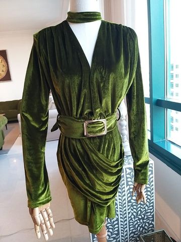 Isadora Belted Velvet Dress