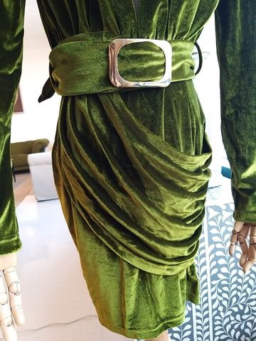 Isadora Belted Velvet Dress