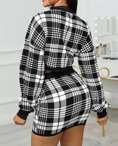 Claire Plaid Knitted Set