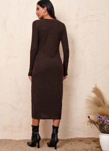 Ruched Button Through Bodycon Dress - Pinkfig Boutique