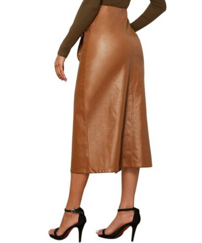 Demit Leather Wrap Skirt