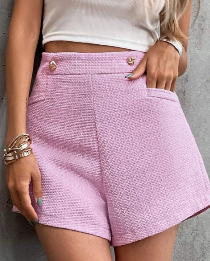 Minerva Pink Tweed Shorts