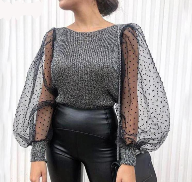 Lucrecia Mesh Puff Sleeve Tops