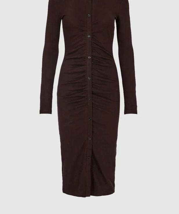 Ruched Button Through Bodycon Dress - Pinkfig Boutique