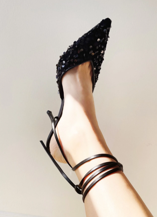 Xanthia Sequins Pointed Sandals