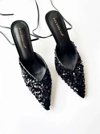 Xanthia Sequins Pointed Sandals